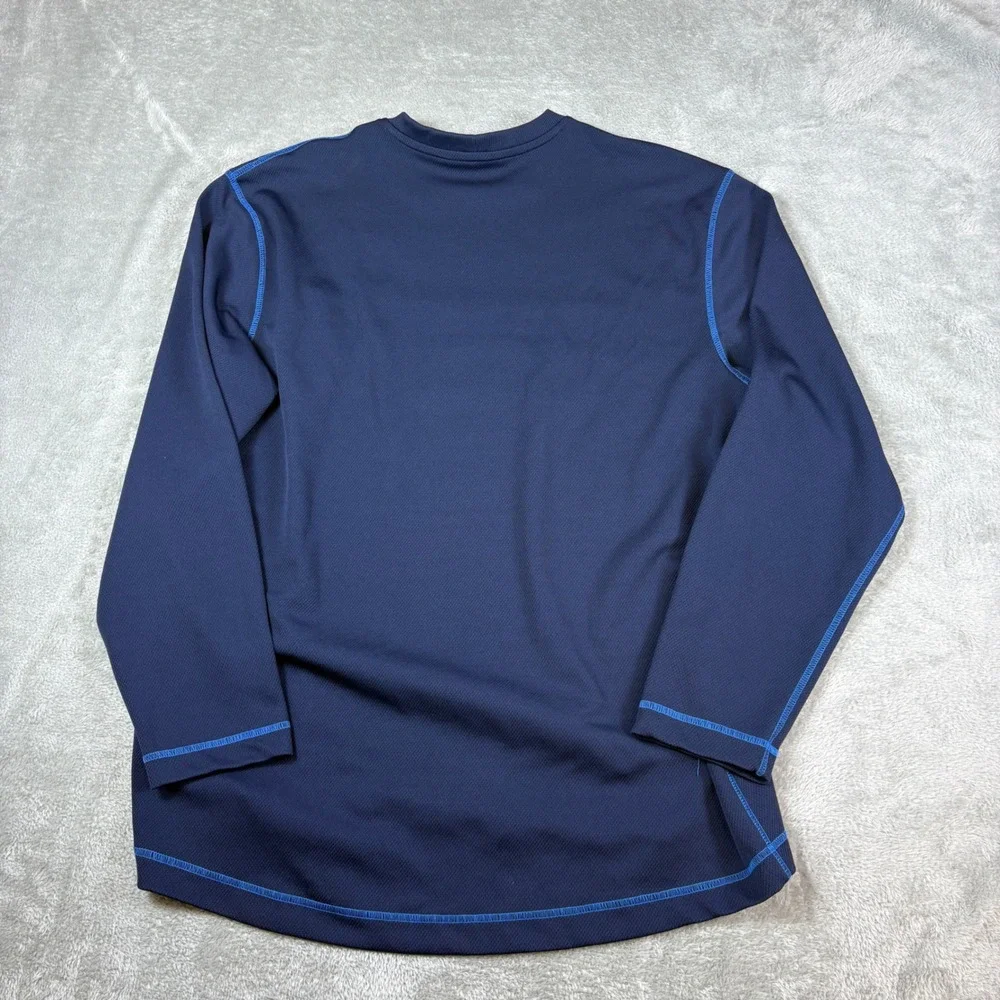 Nike Shirt Mens XL Long Sleeve Chest Stripe Athletic Navy Blue Stretch‎
